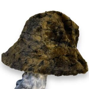 Preston & York Faux Fur Winter Bucket Hat Unisex Brown Retro Casual Streetwear